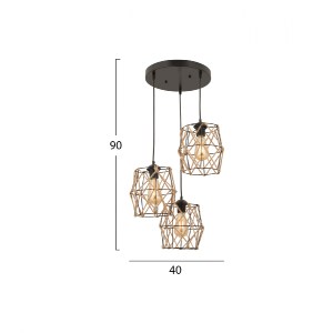 67945 ΦΩΤΙΣΤΙΚΟ ΟΡΟΦΗΣ 3ΦΩΤΟ ΜΕΤΑΛΛΙΚΟ ΜΑΥΡΟ HM7430.01 40x90 εκ.