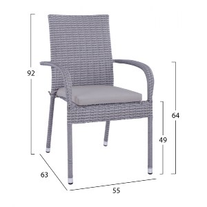 68430 ΠΟΛΥΘΡΟΝΑ ΜΕΤΑΛΛΙΚΗ ANISHA ΜΕ ΜΑΞΙΛΑΡΙ WICKER ΓΚΡΙ ΣΤΟΙΒΑΖΟΜΕΝΗ 55x64x93Υ εκ.HM5685.01