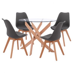 68516 ΣΕΤ ΤΡΑΠΕΖΑΡΙΑΣ 5ΤΜΧ ΤΡΑΠΕΖΙ Φ90X74 & 4 ΚΑΡΕΚΛΕΣ VEGAS ΓΚΡΙ HM11693.10