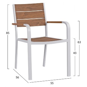 68576 ΣΕΤ ΤΡΑΠΕΖΑΡΙΑΣ 5ΤΜΧ ΤΡΑΠ. 150Χ90 & ΠΟΛ/ΝΕΣ ΑΛΟΥΜΙΝΙΟΥ ΜΕ POLYWOOD ΛΕΥΚΕΣ HM11706.01