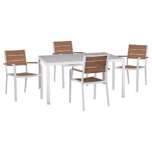 68576 ΣΕΤ ΤΡΑΠΕΖΑΡΙΑΣ 5ΤΜΧ ΤΡΑΠ. 150Χ90 & ΠΟΛ/ΝΕΣ ΑΛΟΥΜΙΝΙΟΥ ΜΕ POLYWOOD ΛΕΥΚΕΣ HM11706.01