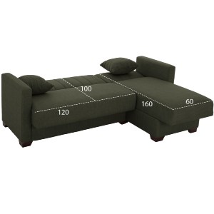 69188 ΚΑΝΑΠΕΣ ΚΡΕΒΑΤΙ GHUFRAN ΓΩΝΙΑ ΑΝΑΣΤΡΕΨΙΜΗ DARK OLIVE ΜΕ ΑΠΟΘΗΚΕΤΙΚΟ ΧΩΡΟ HM3244.05 202x140x78Yεκ.