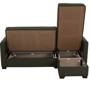 69188 ΚΑΝΑΠΕΣ ΚΡΕΒΑΤΙ GHUFRAN ΓΩΝΙΑ ΑΝΑΣΤΡΕΨΙΜΗ DARK OLIVE ΜΕ ΑΠΟΘΗΚΕΤΙΚΟ ΧΩΡΟ HM3244.05 202x140x78Yεκ.