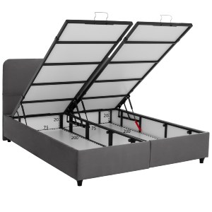 69269 ΚΡΕΒΑΤΙ DOLORES ΜΕ ΑΠΟΘΗΚΕΥΤΙΚΟ ΓΚΡΙ ΒΕΛΟΥΔΟ HM631.10 ΓΙΑ ΣΤΡΩΜΑ 160x200 εκ.