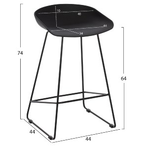 69393 ΣΚΑΜΠΟ ΜΠΑΡ NAILA HM9299.02 ΜΑΥΡΟ ΜΕΣΑΙΟΥ ΥΨΟΥΣ 44x44x74Yεκ.