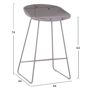69394 ΣΚΑΜΠΟ ΜΠΑΡ NAILA HM9299.10 ΓΚΡΙ ΜΕΣΑΙΟΥ ΥΨΟΥΣ 44x44x74Yεκ.