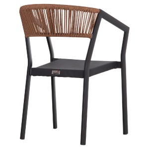 69547 ΠΟΛΥΘΡΟΝΑ ΑΛΟΥΜΙΝΙΟΥ HM5891.01 ΑΝΘΡΑΚΙ ΣΚΕΛΕΤΟΣ&TEXTLINE-ΜΠΕΖ RATTAN 56,5x58x79Υ εκ.