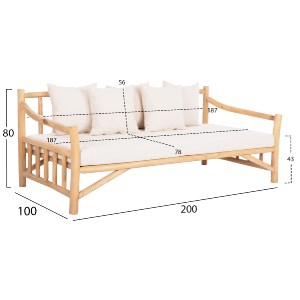 69766 ΚΑΝΑΠΕΣ ΤΡΙΘΕΣΙΟΣ TORC HM9339 ΑΠΟ ΜΑΣΙΦ ΞΥΛΟ TΕΑK ΦΥΣΙΚΟ - ΛΕΥΚΟ 200x100x80Yεκ.