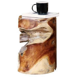 69825 ΒΟΗΘΗΤΙΚΟ ΤΡΑΠΕΖΑΚΙ ΣΤΡΟΓΓΥΛΟ ΑΠΟ ΜΑΣΙΦ ΞΥΛΟ ΤEAK ΦΥΣΙΚΟ Φ30X45Υεκ.HM9350