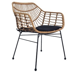 69937 ΠΟΛΥΘΡΟΝΑ ΕΠΑΓΓΕΛΜΑΤΙΚΗ ΜΑΥΡΟ ΜΕΤΑΛΛΟ RATTAN ΜΠΕΖ & ΜΑΞΙΛΑΡΙ 59x61x75Yεκ.HM5864.01