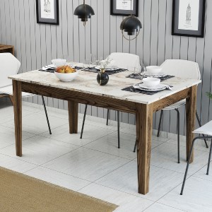 70252 ΤΡΑΠΕΖΙ HM9507.03 ΜΕΛΑΜΙΝΗ ΚΑΡΥΔΙ-ΛΕΥΚΟ ΜΑΡΜΑΡΟ ΜΕ ΑΠΟΘ.ΧΩΡΟ 145x88x75Yεκ.