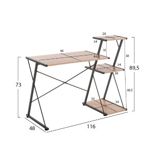 70385 ΓΡΑΦΕΙΟ HM9317 ΜΕΤΑΛΛΙΚΟ ΜΑΥΡΟ ΜΕ MDF ΕΠΙΦΑΝΕΙΑ ΣΕ ΟΑΚ 116X48X89,5Υεκ.