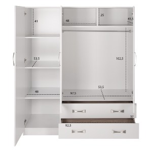 70417 ΝΤΟΥΛΑΠΑ 3ΦΥΛΛΗ CARLY HM384.05 ΜΕ ΔΥΟ ΣΥΡΤΑΡΙΑ ΛΕΥΚΗ 150X55Χ180Υεκ.