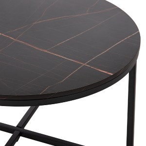 70497 ΤΡΑΠΕΖΙ ΣΑΛΟΝΙΟΥ HM9420.03 BLACK MARBLE ΜΕΛΑΜΙΝΗ-ΜΑΥΡΗ ΜΕΤΑΛΛΙΚΗ ΒΑΣΗ Φ80x48,5Yεκ.