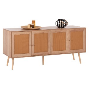 70499 ΜΠΟΥΦΕΣ COLM HM9440.11 ΜΕΛΑΜΙΝΗΣ & ΣΥΝΘΕΤΙΚΟ RATTAN ΣΤΙΣ 4 ΠΟΡΤΕΣ 160x39,5x71Yεκ.