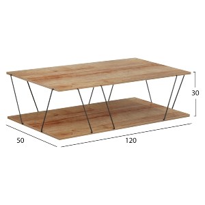 70511 ΤΡΑΠΕΖΙ ΣΑΛΟΝΙΟΥ TARS HM8927.11 ΦΥΣΙΚΟ ΟΑΚ ΜΕ ΜΑΥΡΕΣ ΜΕΤΑΛΛΙΚΕΣ ΒΕΡΓΕΣ 120Χ50Χ30Yεκ.