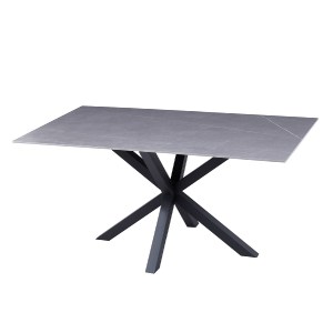 70594 ΤΡΑΠΕΖΙ ΣΑΛΟΝΙΟΥ HM9470.05 GREY MARBLE-ΜΑΥΡΗ ΜΕΤΑΛ.ΒΑΣΗ 120x60x45,5Yεκ.