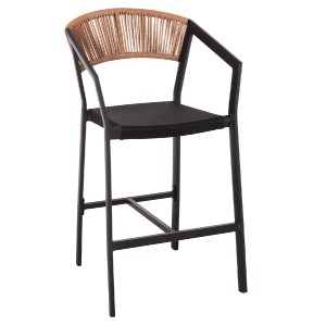 70695 ΣΚΑΜΠΟ ΑΛΟΥΜΙΝΙΟΥ MIRI HM5892.15 ΜΕΣΑΙΟΥ ΥΨΟΥΣ RATTAN & TEXTLINE ΜΑΥΡΟ ΜΠΕΖ 55x56,5x99Υ