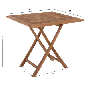 70776 ΤΡΑΠΕΖΙ ΤΕΤΡΑΓΩΝΟ KENDALL ΠΤΥΣΣΟΜΕΝΟ HM9544 TEAK ΣΕ ΦΥΣΙΚΟ ΧΡΩΜΑ 80x80x75Yεκ.