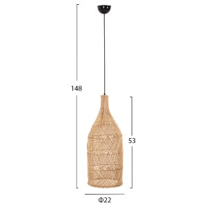 70891 ΦΩΤΙΣΤΙΚΟ ΟΡΟΦΗΣ THEON HM7888 ΚΡΕΜΑΣΤΟ ΑΠΟ RATTAN ΣΕ ΦΥΣΙΚΟ ΧΡΩΜΑ Φ22x148Υ εκ.