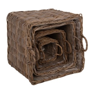 70910 ΣΕΤ ΔΙΑΚΟΣΜΗΤΙΚΑ ΚΑΛΑΘΙΑ KATER HM9657 4ΤΜΧ ΑΠΟ KUBU RATTAN ΣΕ ΓΚΡΙ 52x52x50-57Υεκ.