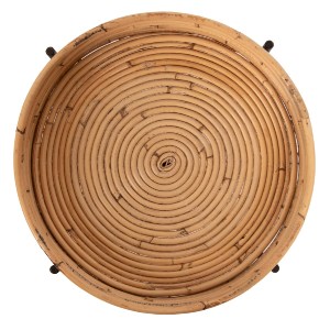 70954 ΤΡΑΠΕΖΑΚΙ ΒΟΗΘΗΤΙΚΟ FLY HM7905 RATTAN ΦΥΣΙΚΟ ΧΡΩΜΑ-ΜΕΤΑΛΛΙΚΗ ΒΑΣΗ ΜΑΥΡΗ Φ32x48Yεκ.