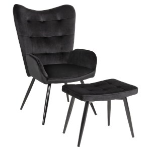 70958 ΠΟΛΥΘΡΟΝΑ ΜΠΕΡΖΕΡΑ CRAWLEY ΜΕ ΥΠΟΠΟΔΙΟ HM8918.04 ΜΑΥΡΟ ΒΕΛΟΥΔΟ 70x57x103Y εκ.
