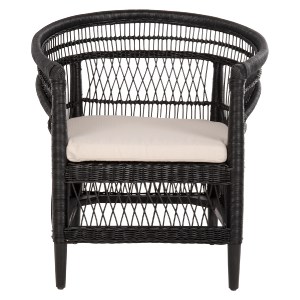 71047 ΠΟΛΥΘΡΟΝΑ MALAWI HM9635.03 ΞΥΛΟ ΜΑΟΝΙ ΜΕ RATTAN ΜΑΥΡΟ-ΛΕΥΚΟ ΜΑΞΙΛΑΡΙ 80x70x86Υεκ.