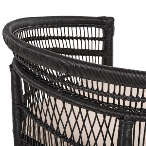 71047 ΠΟΛΥΘΡΟΝΑ MALAWI HM9635.03 ΞΥΛΟ ΜΑΟΝΙ ΜΕ RATTAN ΜΑΥΡΟ-ΛΕΥΚΟ ΜΑΞΙΛΑΡΙ 80x70x86Υεκ.