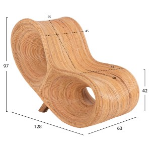 71064 ΠΟΛΥΘΡΟΝΑ CURVY LOUNGE HM9645.01 ΑΠΟ RATTAN ΣΕ ΦΥΣΙΚΗ ΑΠΟΧΡΩΣΗ 63x128x97Y εκ.