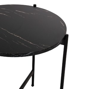 71078 ΒΟΗΘΗΤΙΚΟ ΤΡΑΠΕΖΙ HM9589.01 MDF ΜΑΥΡΟ ΜΑΡΜΑΡΟ-ΜΑΥΡΗ ΜΕΤΑΛΛΙΚΗ ΒΑΣΗ Φ50x55Υεκ.