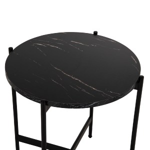 71078 ΒΟΗΘΗΤΙΚΟ ΤΡΑΠΕΖΙ HM9589.01 MDF ΜΑΥΡΟ ΜΑΡΜΑΡΟ-ΜΑΥΡΗ ΜΕΤΑΛΛΙΚΗ ΒΑΣΗ Φ50x55Υεκ.