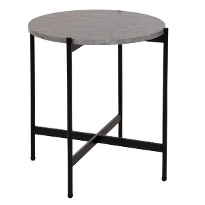 71079 ΒΟΗΘΗΤΙΚΟ ΤΡΑΠΕΖΙ HM9589.02 MDF ΓΚΡΙ ΜΑΡΜΑΡΟ-ΜΑΥΡΗ ΜΕΤΑΛΛΙΚΗ ΒΑΣΗ Φ50x55Υεκ.