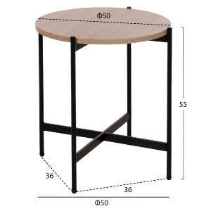 71080 ΒΟΗΘΗΤΙΚΟ ΤΡΑΠΕΖΙ HM9589.03 MDF SONAMA-ΜΑΥΡΗ ΜΕΤΑΛΛΙΚΗ ΒΑΣΗ Φ50x55Υεκ.