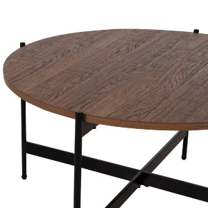 71087 ΤΡΑΠΕΖΙ ΣΑΛΟΝΙΟΥ HM9588.04 MDF ΚΑΡΥΔΙ-ΜΑΥΡΗ ΜΕΤΑΛΛΙΚΗ ΒΑΣΗ Φ80x45Υεκ.