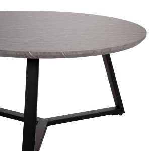 71089 ΤΡΑΠΕΖΙ ΣΑΛΟΝΙΟΥ ΣΤΡΟΓΓΥΛΟ HM9586.02 MDF ΓΚΡΙ ΜΑΡΜΑΡΟ-ΜΑΥΡΗ ΣΑΓΡΕ ΒΑΣΗ Φ80x42Υεκ.