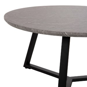 71089 ΤΡΑΠΕΖΙ ΣΑΛΟΝΙΟΥ ΣΤΡΟΓΓΥΛΟ HM9586.02 MDF ΓΚΡΙ ΜΑΡΜΑΡΟ-ΜΑΥΡΗ ΣΑΓΡΕ ΒΑΣΗ Φ80x42Υεκ.