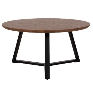 71090 ΤΡΑΠΕΖΙ ΣΑΛΟΝΙΟΥ ΣΤΡΟΓΓΥΛΟ ROCKET HM9586.04 MDF WALNUT-ΜΑΥΡΗ ΣΑΓΡΕ ΒΑΣΗ Φ80x42Υεκ.