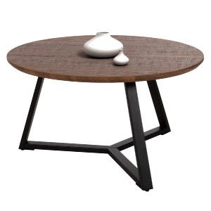 71090 ΤΡΑΠΕΖΙ ΣΑΛΟΝΙΟΥ ΣΤΡΟΓΓΥΛΟ ROCKET HM9586.04 MDF WALNUT-ΜΑΥΡΗ ΣΑΓΡΕ ΒΑΣΗ Φ80x42Υεκ.