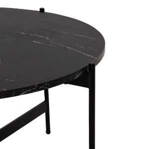 71118 ΤΡΑΠΕΖΙ ΣΑΛΟΝΙΟΥ HM9588.01 MDF ΜΑΥΡΟ ΜΑΡΜΑΡΟ-ΜΑΥΡΗ ΜΕΤΑΛΛΙΚΗ ΒΑΣΗ Φ80x45Υεκ.
