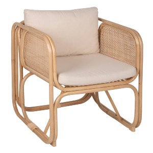 71128 ΠΟΛΥΘΡΟΝΑ WENDY HM9816 RATTAN ΣΕ ΦΥΣΙΚΟ ΧΡΩΜΑ-ΛΕΥΚΑ ΜΑΞΙΛΑΡΙΑ 73x72x84Yεκ.