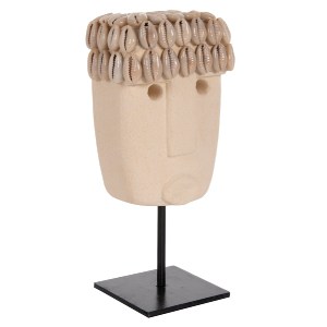 71199 ΕΠΙΤΡΑΠΕΖΙΟ ΔΙΑΚΟΣΜΗΤΙΚΟ ΠΡΟΣΩΠΟ HM4313 PARAS STONE ΣΕ ΜΕΤΑΛΛΙΚΟ ΜΑΥΡΟ STAND 9x6x19Yεκ.