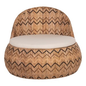 71211 ΠΟΛΥΘΡΟΝΑ ΣΤΡΟΓΓΥΛΗ LADLON HM5992 RATTAN ΦΥΣΙΚΟ-ΕΚΡΟΥ ΜΑΞΙΛΑΡΙ 97x97x76Υεκ.