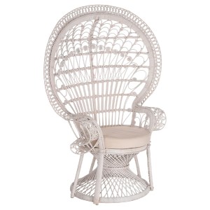 71389 ΠΟΛΥΘΡΟΝΑ ROYAL PEACOCK HM9342.02 RATTAN ΣΕ ΛΕΥΚΟ-ΜΑΞΙΛΑΡΙ ΛΕΥΚΟ 114x72x150Yεκ.