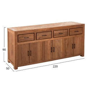 71576 ΜΠΟΥΦΕΣ GRAYSON HM9802 ΑΝΑΚΥΚΛΩΜΕΝΟ ΞΥΛΟ TEAK ΣΕ ΦΥΣΙΚΟ 220x50x90Υεκ.