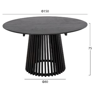 71788 ΤΡΑΠΕΖΙ ΤΡΑΠΕΖΑΡΙΑΣ FRANTZ HM9457.12 ΜΑΣΙΦ MINDI ΞΥΛΟ ΣΕ ΜΑΥΡΟ Φ150x75Υεκ