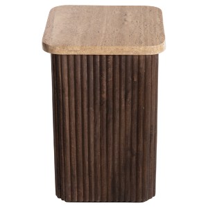 71818 ΒΟΗΘΗΤΙΚΟ ΤΡΑΠΕΖΑΚΙ ΤΕΤΡΑΓΩΝΟ GLADYS HM9713 ΜΑΣΙΦ MANGO-ΤΡΑΒΕΡΤΙΝΑ 40x40x60Υεκ.