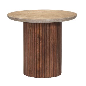 71819 ΤΡΑΠΕΖΙ ΣΑΛΟΝΙΟΥ ΣΤΡΟΓΓΥΛΟ GLADYS HM9714 ΜΑΣΙΦ MANGO-ΤΡΑΒΕΡΤΙΝΑ Φ55x50Υεκ.