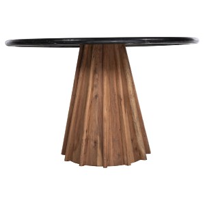 71826 ΤΡΑΠΕΖΙ ΤΡΑΠΕΖΑΡΙΑΣ ΣΤΡΟΓΓΥΛΟ DRAXX HM9687 ΜΑΣΙΦ ΞΥΛΟ ΑΚΑΚΙΑΣ-ΕΠΙΦΑΝΕΙΑ ΜΑΥΡΟ ΜΑΡΜΑΡΟ Φ120x76Υεκ