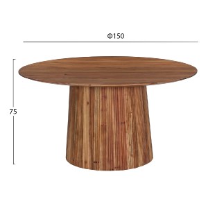 71836 ΤΡΑΠΕΖΙ ΤΡΑΠΕΖΑΡΙΑΣ ΣΤΡΟΓΓΥΛΟ GROOT HM9685 ΜΑΣΙΦ ΑΚΑΚΙΑ ΣΕ ΦΥΣΙΚΟ Φ150x76Υεκ